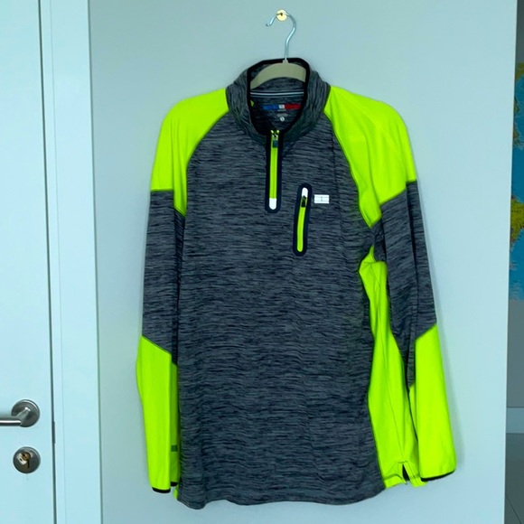 Tommy Hilfiger Neon Yellow and Gray Quarter-Zip Pullover , size XL - Picture 1 of 2